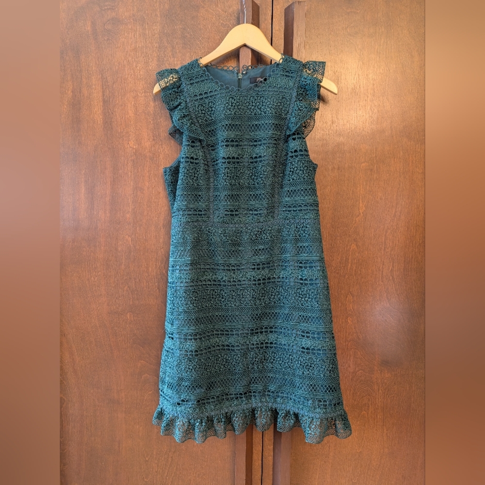 J. Crew Deep Green Lace Midi Dress